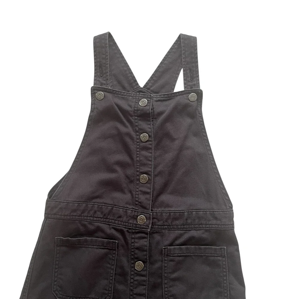 Old Navy Girls' Size XL (12) Dark Gray Bib Overall Dress 100% Cotton‎ Button Up